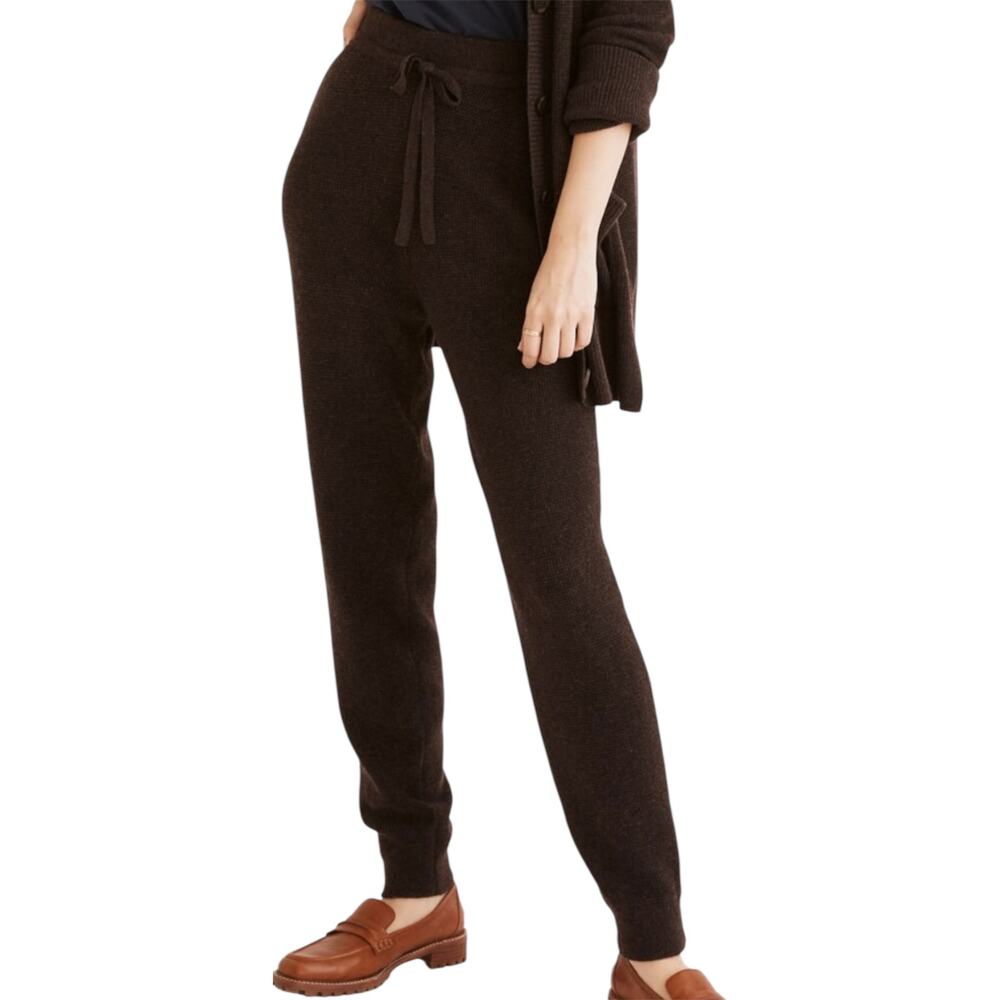 Madewell Asherton Waffle Sweater Pants Jogger Merino Wool Pockets Heather Bark L